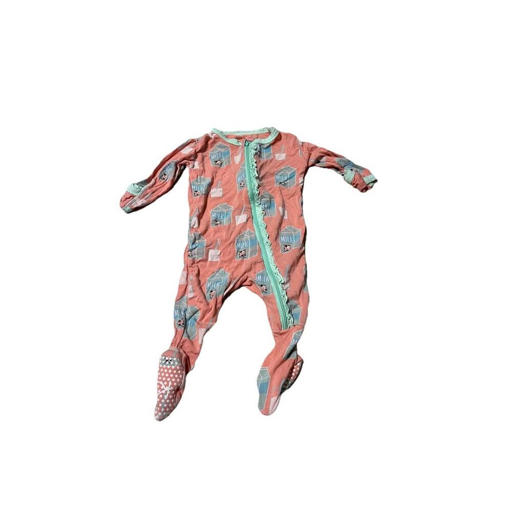 KicKee Pants Baby Milk Carton Footie Pajamas 0-3‎ Months Bamboo & Spandex H86